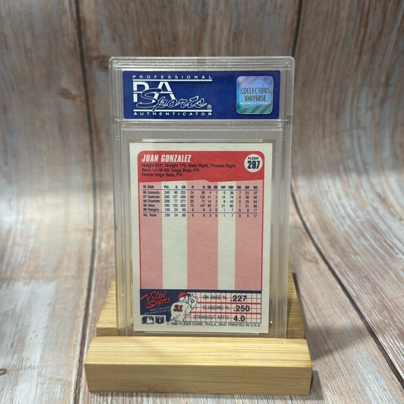 1990 Fleer Juan Gonzalez #297 PSA Mint 9 Baseball Card Item #ME536 - Picture 3 of 3